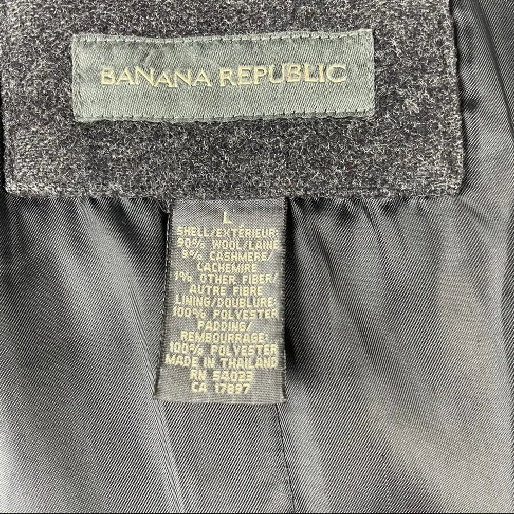 Banana Republic Men's Single Breasted Wool Cashmere Blend Coat Jacket Size L